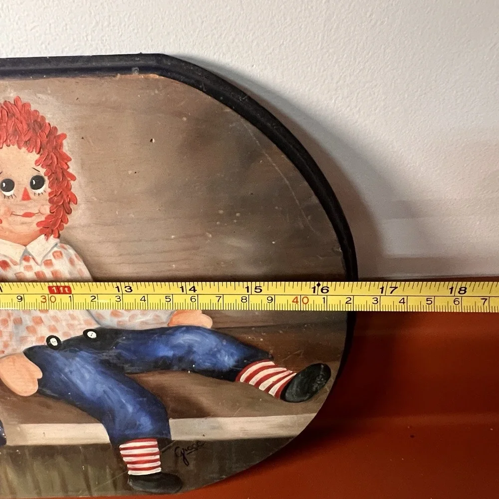 Vintage Raggedy Ann & Andy hand painted Wooden Wall Decor 9x16.5